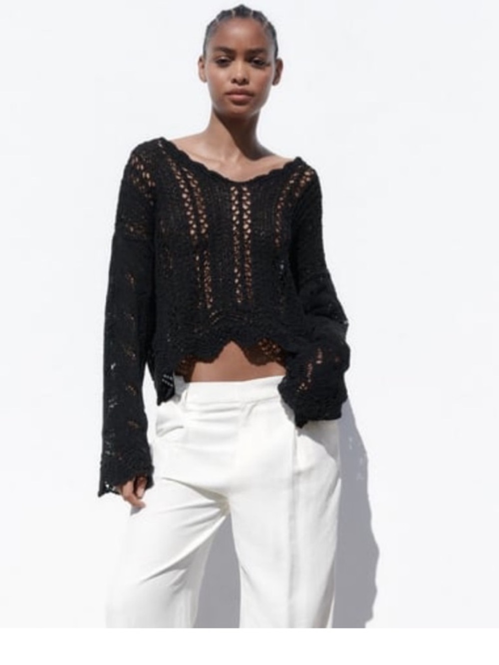 Zara oversized open knit sweater XS